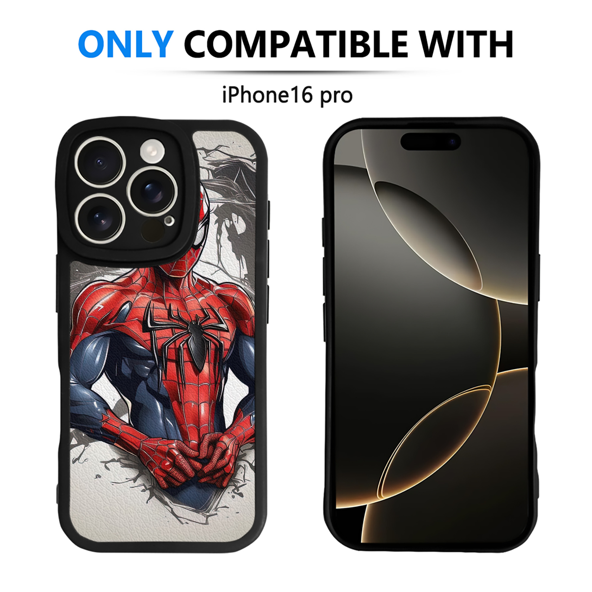 （画像用） Spider Man スパイダーマン 【iPhone 16シリーズ対応】シリコンスマホケース（レザー調） 材質：シリコン
